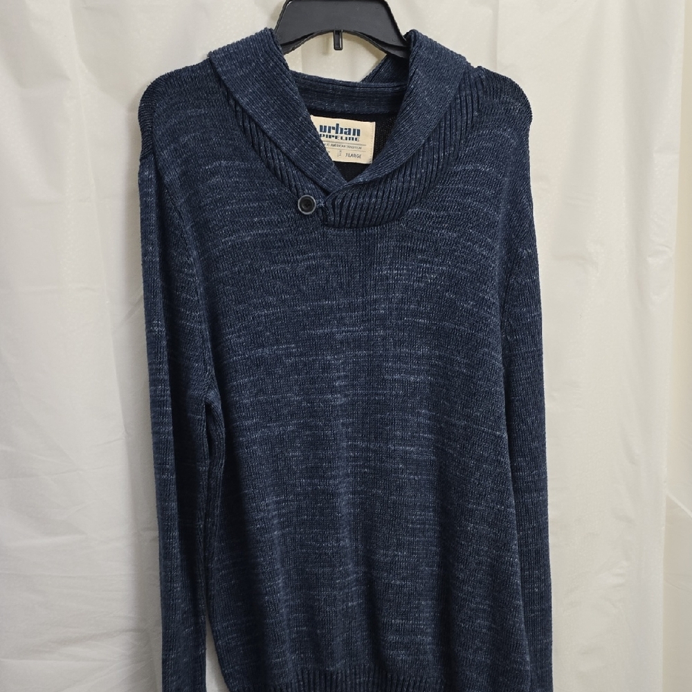Urban Pipeline Men's Blue Knit Sweater with Collar Button Size XL Like New